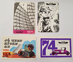 Áfor Benzin-Olaj kártyanaptárak, 4 db. 1974,1975