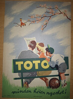 Totó! Minden héten nyerhet! Reklám plakát, villamosplakát 1950-es évek