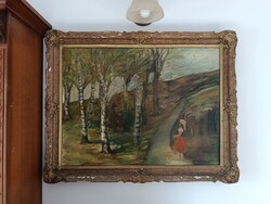 Régi olaj festmény blondel keretben