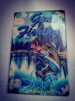 Horgász fém dekoráció tábla 20*30 cm.