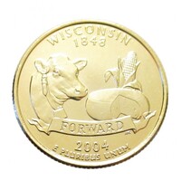 USA,quarter dollar 2004 P - Wisconsin - aranyozott aUNC+ nikkel