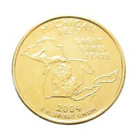 USA,quarter dollar 2004 P - Michigan - aranyozott aUNC+ nikkel
