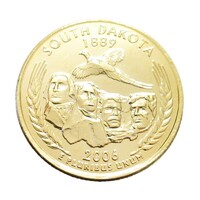 USA,quarter dollar 2006 D - South Dakota - aranyozott aUNC+ nikkel