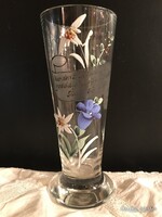 ÜVEGPOHÁR - ANTIK - FESTETT - 18 x 7 cm - 3 dl - VASTAG - OSZTRÁK - HIBÁTLAN