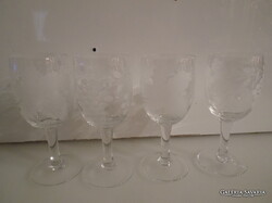 POHÁR - 4 db - SZŐLŐMINTA - 14 cm - SAVMARATOTT - BOROS - 14 x 5 cm  - HIBÁTLAN