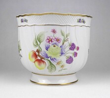 1Y391 Gyümölcsmintás Hollóházi porcelán kaspó 14 cm