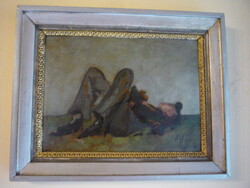 Gyügyei Nagy Zsigmond : Heverésző. olajfestmény. 240522