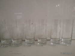 POHÁR - 6 db - 3 dl - SZÓLÓMINTA - SAVMARATOTT - ÜVEG - RÉGI  - HIBÁTLAN