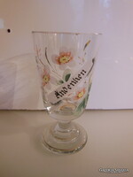 ÜVEGPOHÁR - ANTIK - FESTETT - 14 x 7 cm - VASTAG - OSZTRÁK -   HIBÁTLAN