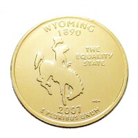 USA,quarter dollar 2007 P - Wyoming - aranyozott aUNC+ nikkel