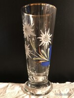 ÜVEGPOHÁR  - ANTIK - FESTETT - 17 x 7 cm - 3 dl - VASTAG - OSZTRÁK - HIBÁTLAN