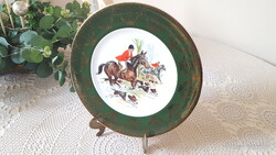 Rókavadász jelenetes porcelán tányér,falitányér 25cm.