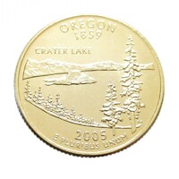 USA,quarter dollar 2005 P - Oregon - aranyozott aUNC+ nikkel