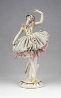1Y708 Antik tüll szoknyás Volkstedter porcelán balerina 15 cm