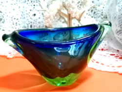 Murano Sommerso üvegtál, művészi Mid-Centuri, modern üveg asztalközép