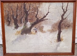 Szalontay József (1890-?) Vadász A Téli Erdőben