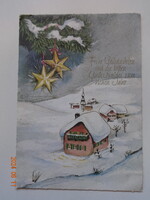 Régi, retró grafikus karácsonyi/újévi üdvözlő képeslap