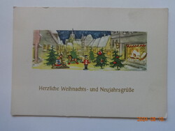 Régi grafikus karácsonyi/újévi üdvözlő képeslap