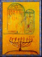 Rubint Ávrahám Péter 1958-  "Zsinagóga" Eredetiség igazolással SZÁMLÁVAL