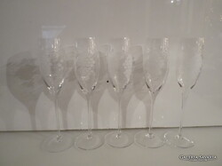 POHÁR - ÜVEG - 5 db - 24 cm - SZŐLŐMINTA -  SAVMARATOTT - 24 x 5 cm  - HIBÁTLAN