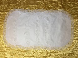 4 db gyönyörű horgolt csipke finom kézimunka luxus kisterítő tányér alátét fehér pamut vászon