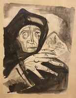 Z. Gács György (1914-1978) Babona, babona, vénasszony lavírozott tus (kas) 39x29cm