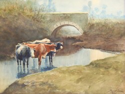 (K) Major L. 1947 jelzéssel : Tehenek a patakban