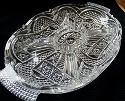 Nagy, osztott, ólomkristály asztalközép /kínáló