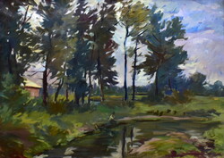 Igmándy Schranz Emil (1906-1987) ALFÖLDI TÁJ PATAKKAL