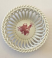 APPONY, SPAGETTI SZÉLŰ, KEREK, HERENDI PORCELÁN TÁLKA, FESTETT DÍSZTÁRGY 13 X 5 CM