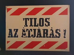 Eredeti retro balesetmegelőző, biztonságtechnikai műanyag/plasztik tábla. Ságvári Nyomda 70-es évek