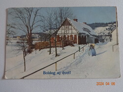 Régi, antik grafikus újévi üdvözlő képeslap (1818)