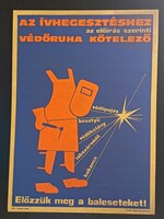 Eredeti, retro balesetmegelőző, biztonságtechnikai műanyag/plasztik tábla. Ságvári Nyomda 70-es évek