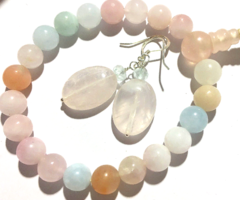 Ezüst nemes berill drágakő fülbevaló karkötő akvamarin arany berill smaragd morganit egyben