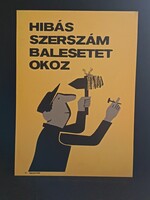 Eredeti, retro balesetmegelőző, biztonságtechnikai műanyag/plasztik tábla. Ságvári Nyomda 70-es évek