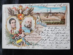 Cca 1898 FERENC JÓZSEF KORONÁS K U K CSÁSZÁR MAGYAR KIRÁLY 50 ÉV JUBILEUM URALKODÓ KORABELI EMLÉKLAP