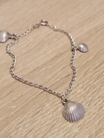 Jelzett Okasz  Ezüst Karkötő  3db HKagyló Medalionnal.