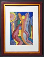 1 FT-RÓL! Cs. Németh Miklós expresszionista festmény - nincs minimálár! Akt és alak színes tájban