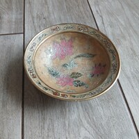 Pazar régi zománcozott réz kínáló tálka (14,3x4 cm)