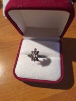 Régi teknős ezüst gyűrű rózsakvarc kővel