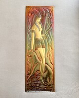 Hatalmas Art deco stílusú fémlemez dombormű alkotás. 1970-80-as évek