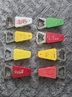 8db régi retro üditő nyitó, sörnyitó, Coca Cola, Pepsi, Márka, Sztár, Olympos, Erdei szörp