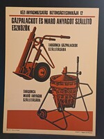 Eredeti, retro balesetmegelőző, biztonságtechnikai műanyag/plasztik tábla. Ságvári Nyomda 70-es évek