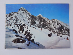 Képeslap - Csehszlovákia, Magas-Tátra, téli tájkép kirándulókkal