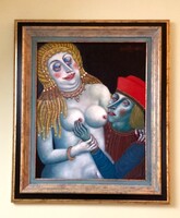 Galambos Tamás "József és Putifárné" Műteremből vásárolt művész keretben, azonnal falra akasztható!