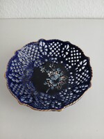 Kobaltkék Cluj  vintage porcelán tálka arany szegéllyel