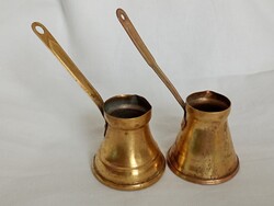 Török kávé főző kiöntő 14 - nyeles kávéfőző dzsezva retro 1-2 személyes réz  2db egyben javítandó