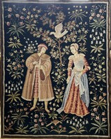 Középkori udvarlás_Gobelin_Nagyméretű 132x104cm