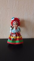 Mezőkövesdi matyó lány baba, 10 cm, felakasztható, leültethető