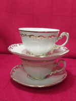 Zsolnay porcelán aranystafír kávés csésze aljjal